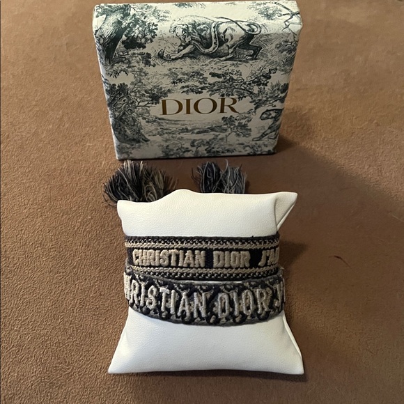 Christian Dior Navy Blue Dior Oblique Cotton Bracelet Set - Picture 2 of 11